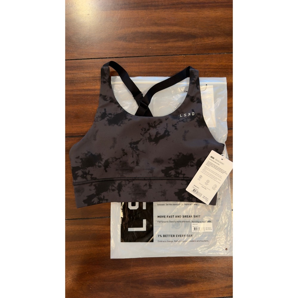 LSKD Accelerate Sports Bra Black Tie Dye WBRA01427P Women's Size S NEW NWT